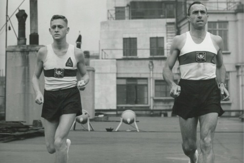 Finishing second to Wally Hayward in the Harrismith Mountain race in 1952.